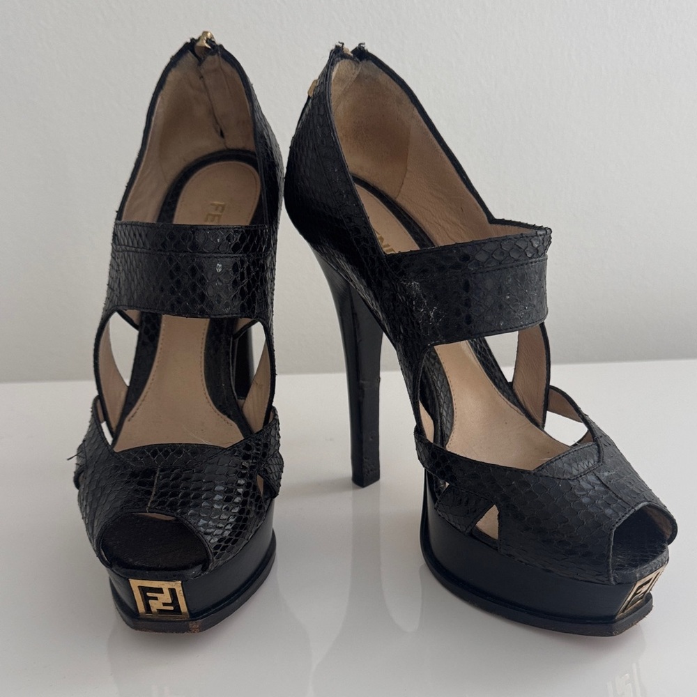 Fendi Black Python Women's Heels - image 1
